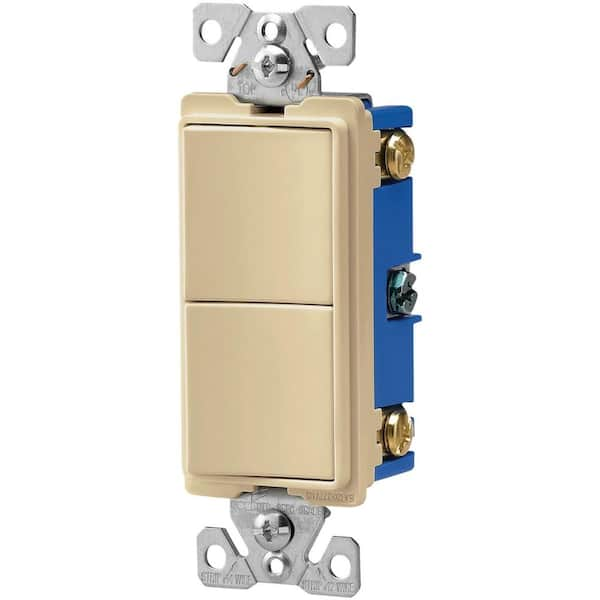 Eaton 15 Amp 120-Volt 3-Way Decorator 2 Single-Pole Combination Switches, Ivory