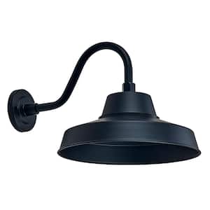 12 in. Black Outdoor Hardwired Barn Sconce with Integrated LED
