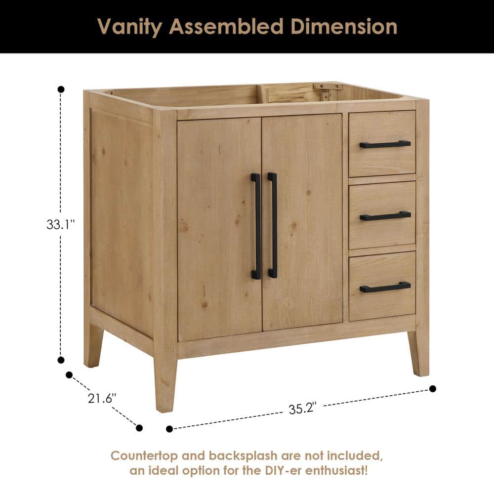 Laurel 35.2" Weathered Fir Single Bathroom Vanity Base