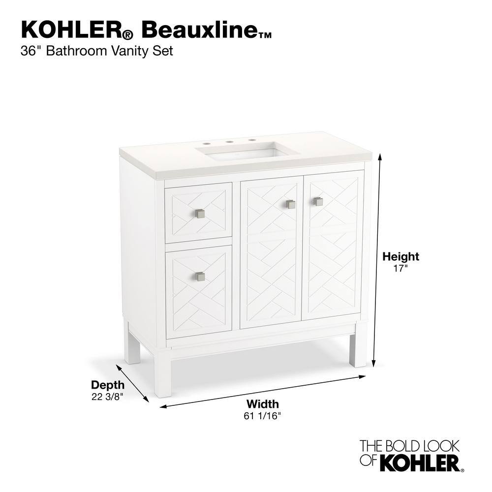 Beauxline Traditional 36-Inch White Quartz Bathroom Vanity Set