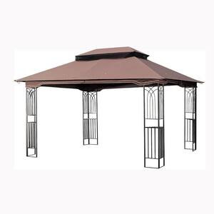 13 ft. x 10 ft. Outdoor Patio Gazebo Canopy Tent with Ventilated Double Top and Mosquito Net for Garden Backyard, Brown