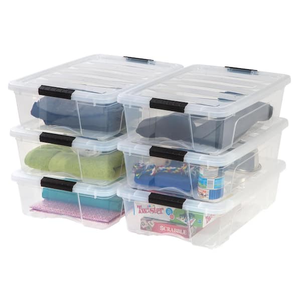 Iris USA Stack and Pull Storage Box, Clear - 6 count, 12.9 qt each