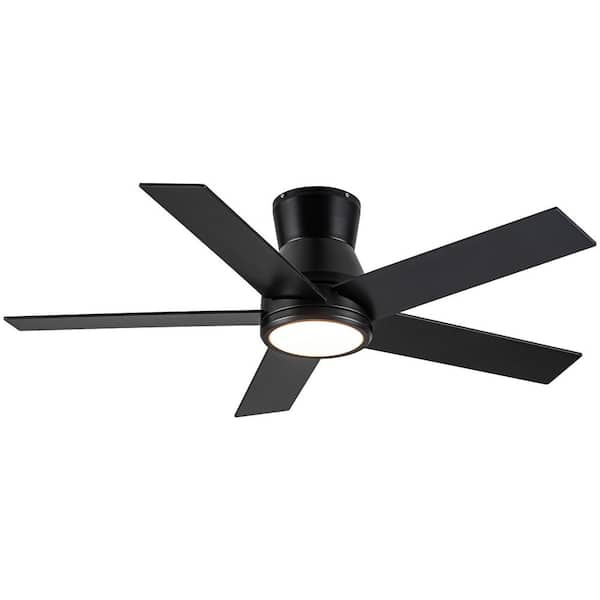 YUHAO FanFusion 52 in. Indoor Black Ceiling Fans with LED Light Kit and Remote Control