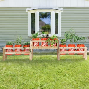 125 in. x 16 in. x 30 in. 2-Tiers 9-Bucket Elevated Unfinished Wood Cedar Garden Frame Raised Beds