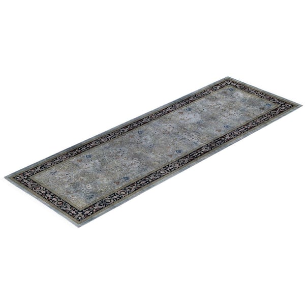 Overdyed Gray 3 ft. x 8 ft. Solid Wool Indoor Runner Rug