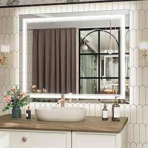 40 in. W x 32 in. H Rectangular Frameless LED Light Anti-Fog Wall Bathroom Vanity Mirror with Frontlit and Backlit