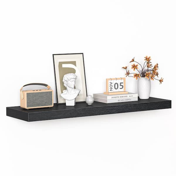 Unbranded 36 in. W x 10.3 in. D Rustic Black Floating Decorative Wall Shelf