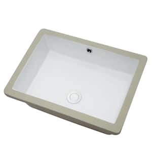 19.5 in. Undermount Rectangle Porcelain Vanity Bathroom Sink in White Creamic with Overflow