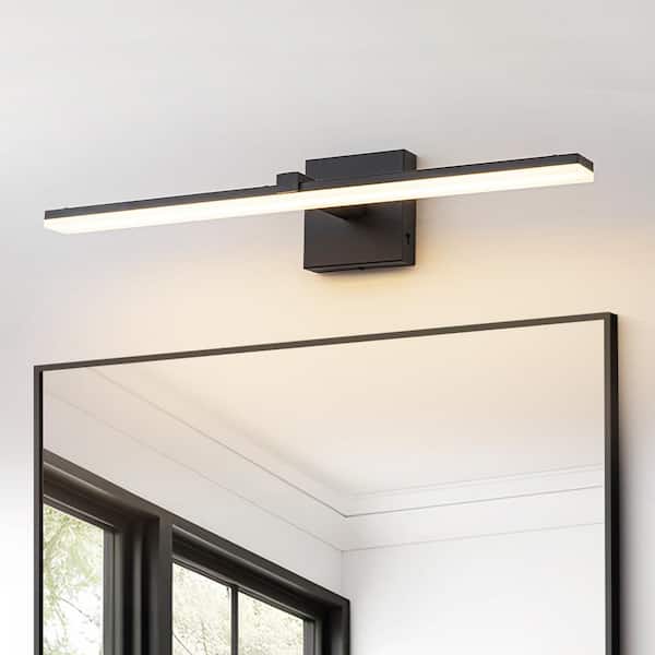 LumaLine 24 in. 1-Light Modern Matte Black LED Vanity Light Bar Linear Wall Sconces with 3CCT Dimmable for Bathroom