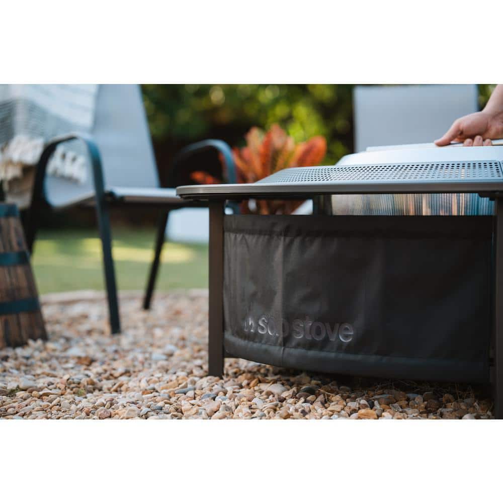 Black Wood Free-standing Fire Pit Table with Steel Housing