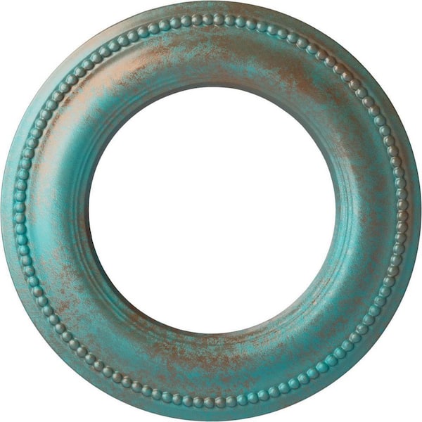 Ekena Millwork 3/4 in. x 13 in. x 13 in. Polyurethane Bradford Classic Ceiling Medallion, Copper Green Patina