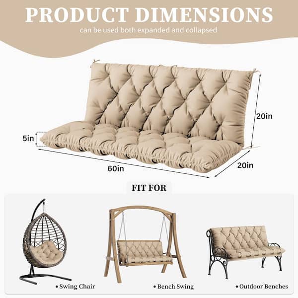 60 in. x 40 in. 2-3 Seater Patio Contoured Replacement Bench Cushion Outdoor Porch Swing Cushion Cushion Sand