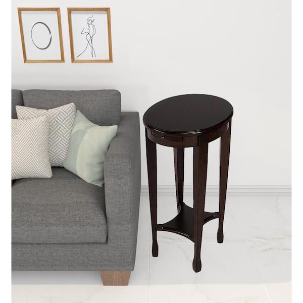 HomeRoots 12.5 in. Brown Oval MDF End Table