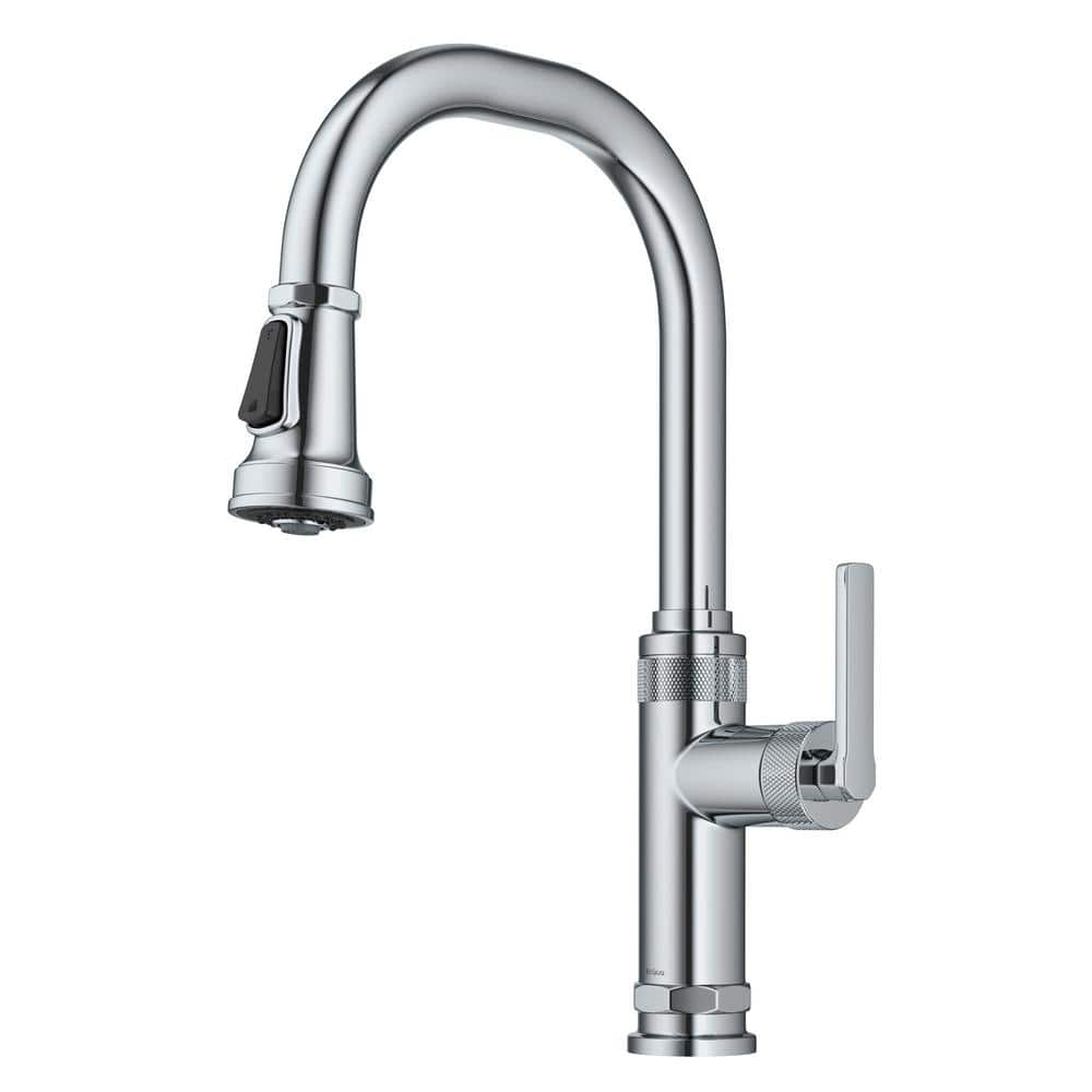 Allyn Chrome Industrial Pull-Down Kitchen Faucet with Spray
