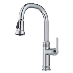 Allyn Industrial Pull-Down Single Handle Kitchen Faucet in Chrome