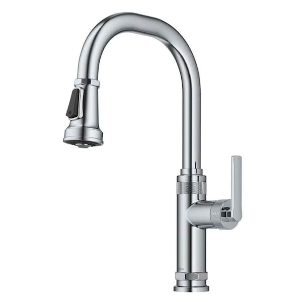 KRAUS Allyn Industrial Pull-Down Single Handle Kitchen Faucet in Chrome