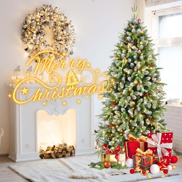 JUJABU 72 in. H Holiday Green Artificial Christmas Tree with 380