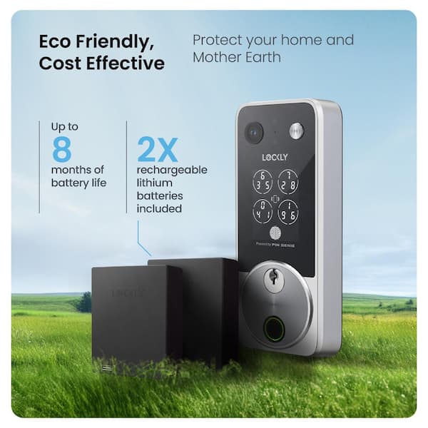 【未使用】Smart Lock simple Vision Pro 2K Lockly Vision 2K Video Zeno Matte Black Deadbolt Wi-Fi Doorbell