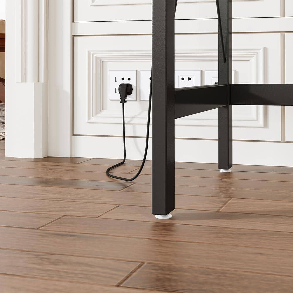 Brown Wood and Metal Console Table with Charging Ports, 70.9 inch