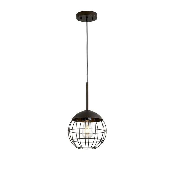 HomeGlam Metro 1Light Dark Bronze Globe Pendant Light with Dark Brozne Wire Shade HG8533PL1DB