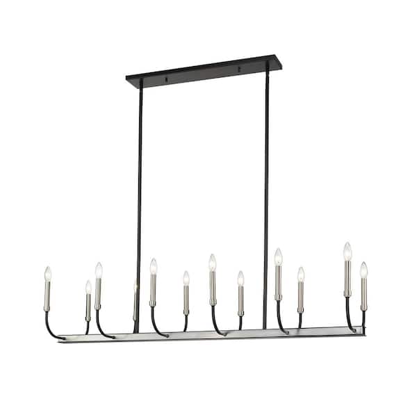 Haylie 12-Light Matte Black Plus Brushed Nickel Chandelier with No Shade  479-12L-MB-BN - The Home Depot