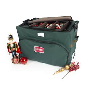 Premium (4 in.) Christmas Ornament Storage Box with Extra Top Pocket Figurine Storage (72 Ornaments)
