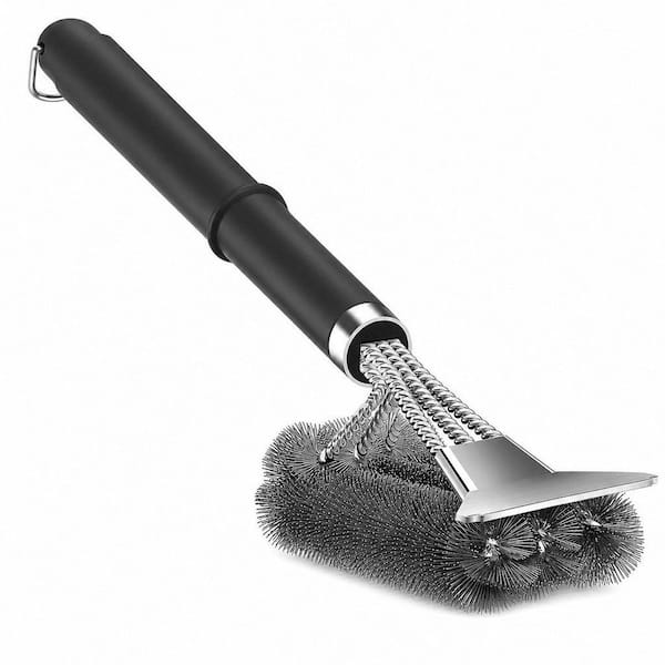 Grill Brush with Scraper for Outdoor Grill, Extra Strong Grill Cleaner Accessories, 18 in. Adjustable Handle