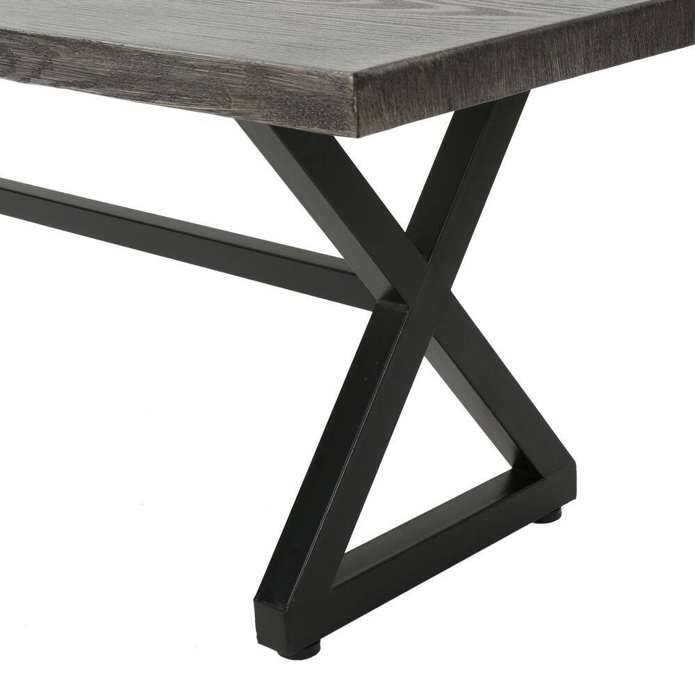 Rosarito Modern Industrial Aluminum and Steel Outdoor Dining Bench - Gray/Black