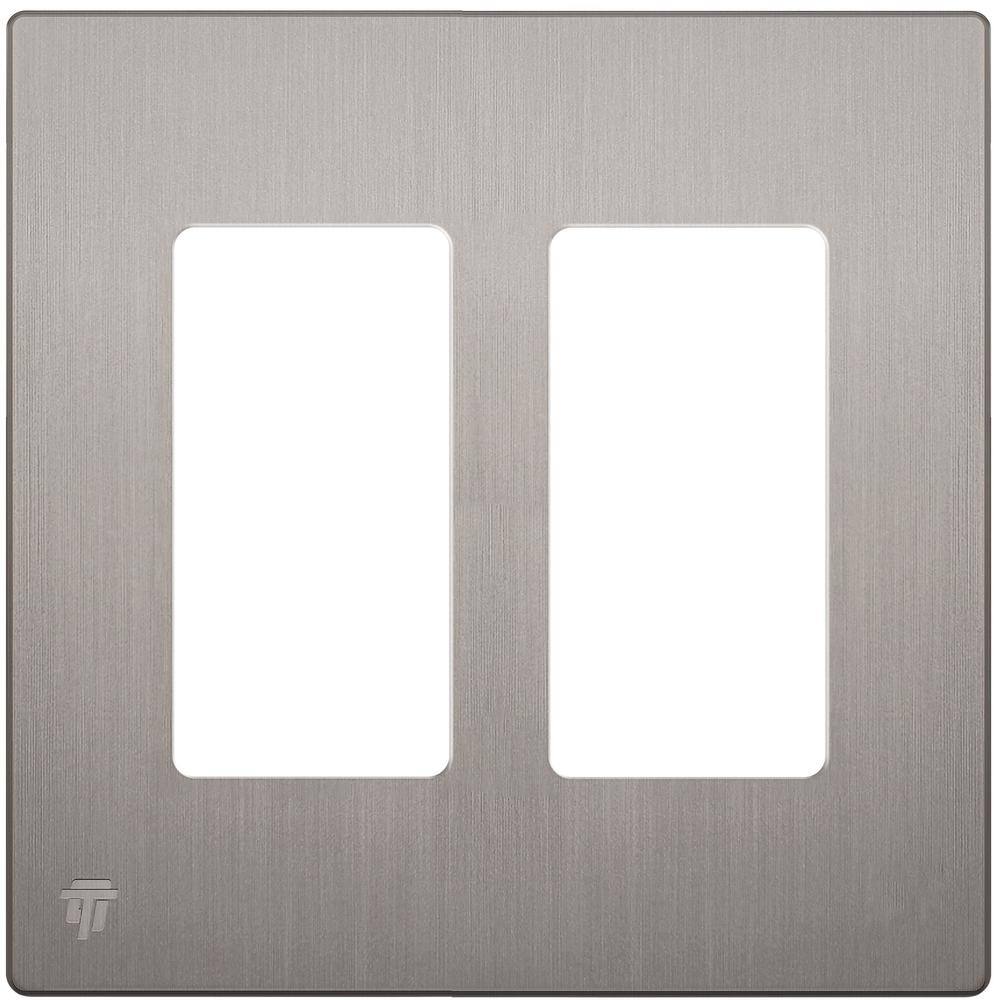 Elite 4.68 in. H x 4.73 in. L, Brushed Nickel 2-Gang Screwless Decorator Wall Plate price history on PriceWatchPro