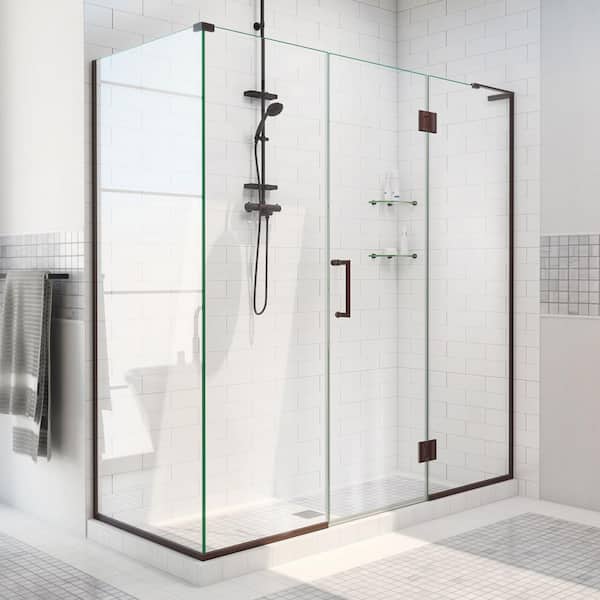 DreamLine Unidoor-X 69.5 in. W x 34-3/8 in. D x 72 in. H Frameless Hinged Shower Enclosure in Oil Rubbed Bronze