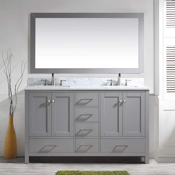 D Bath Vanity Cabinet Set In Gray, Bathroom Vanity Set With Mirror Home Depot