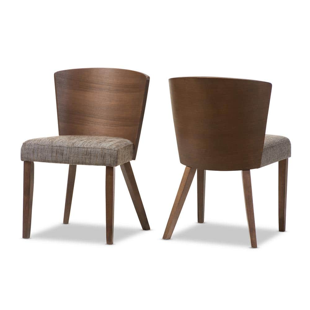 Set of 2 Sparrow Brown and Gravel Wood Modern Dining Chairs
