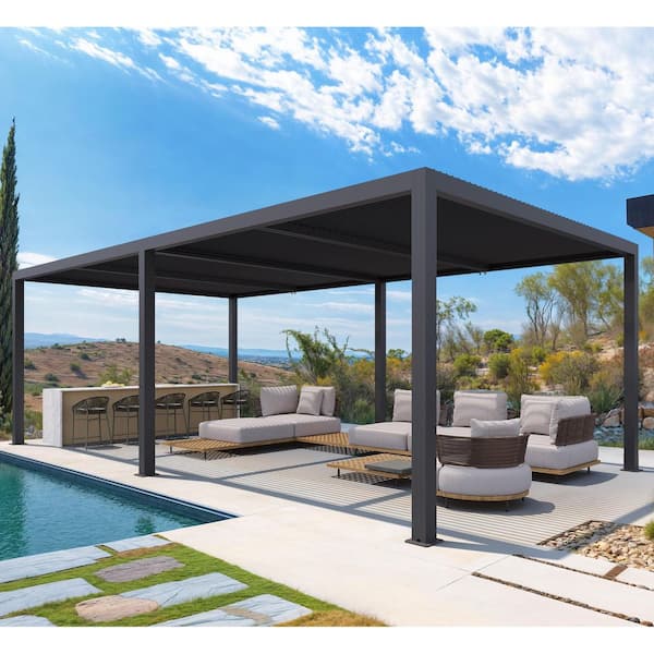 PURPLE LEAF 14 ft. x 24 ft. Gray Aluminum Frame Outdoor Patio
