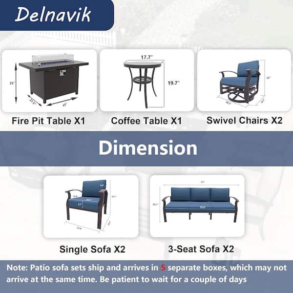 Halmuz 10-Piece Aluminum Patio Conversation Set with armrest