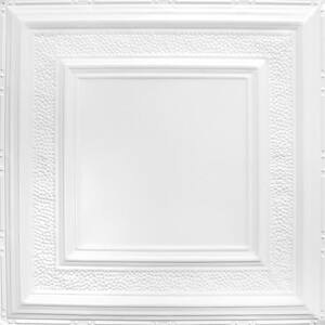 Pattern #6 in Bright White Satin 2 ft. x 2 ft. Nail Up Tin Ceiling Tile (20 sq. ft./Case)