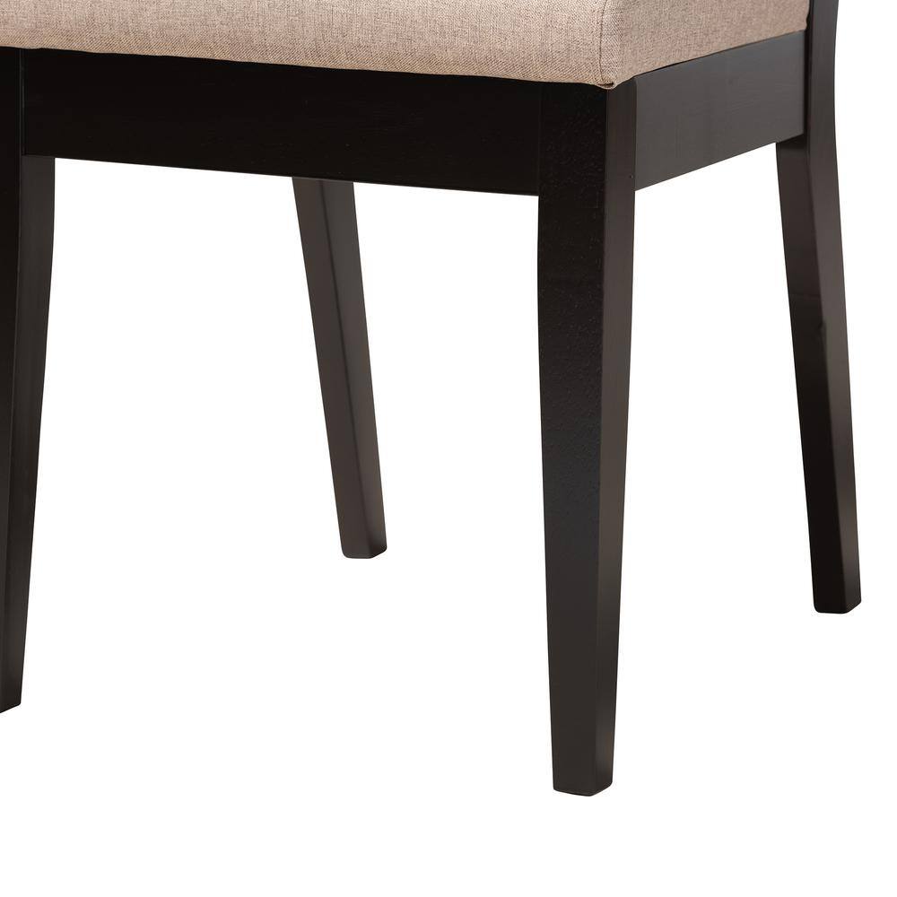Mana Modern Sand Fabric and Dark Brown Wood 5-Piece Dining Set