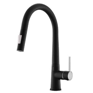 Single Handle Pull-Down Induction Zinc Alloy Kitchen Faucet in Black