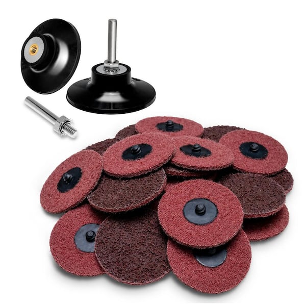 3 in. 80 Grit Quick Change Discs Kit - Sanding, R-Type Surface Conditioning (25PCS) and 2PK 1/4 in. Shank Pad Holders