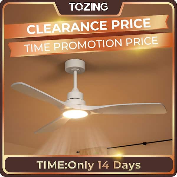 TOZING 52 in. Smart Indoor Modern White Low Profile Standard Flush