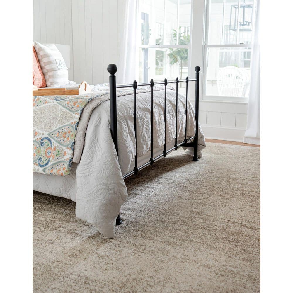 Modern Bone Beige Rectangular Tufted Area Rug, 10' x 13'