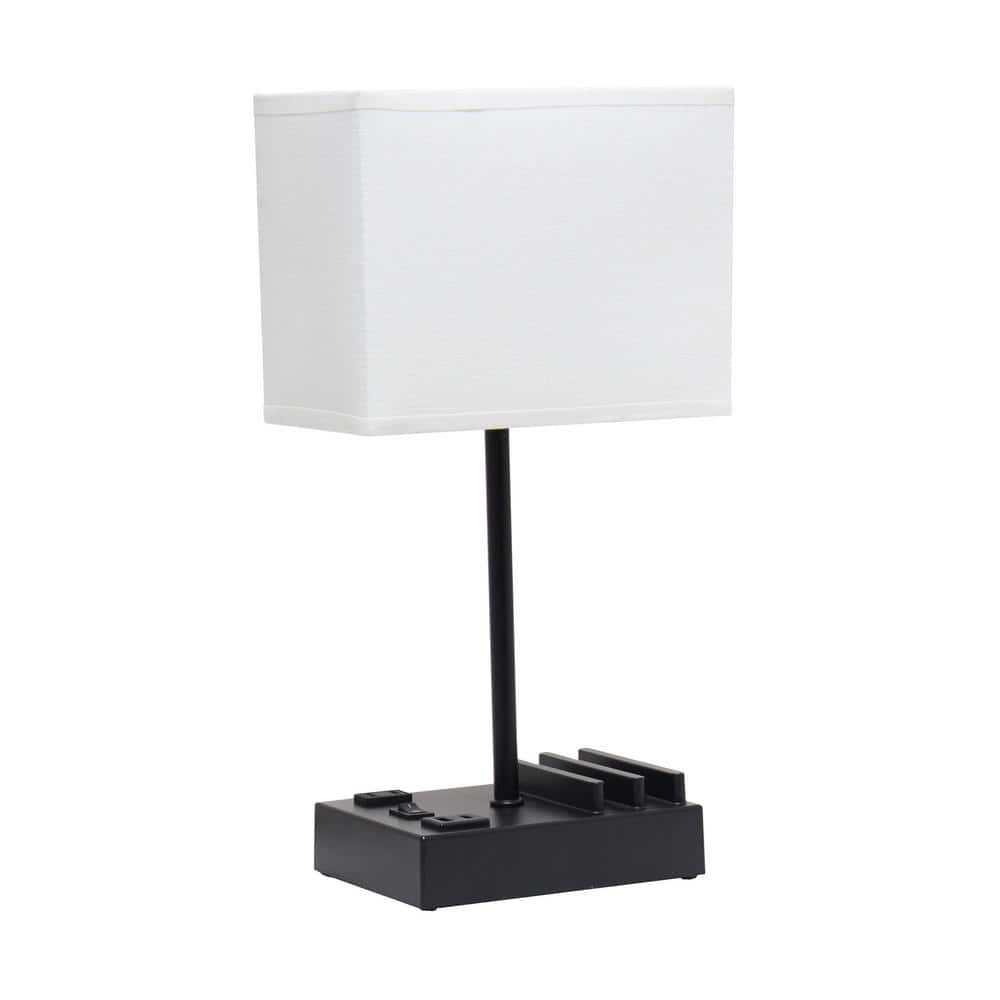 Simple Designs 15 .3 in. Black with White Shade Multi-Use 1 Light