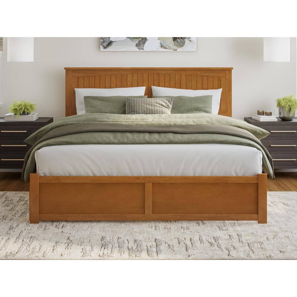 Nantucket Light Toffee King Wood Platform Bed with Storage Drawers