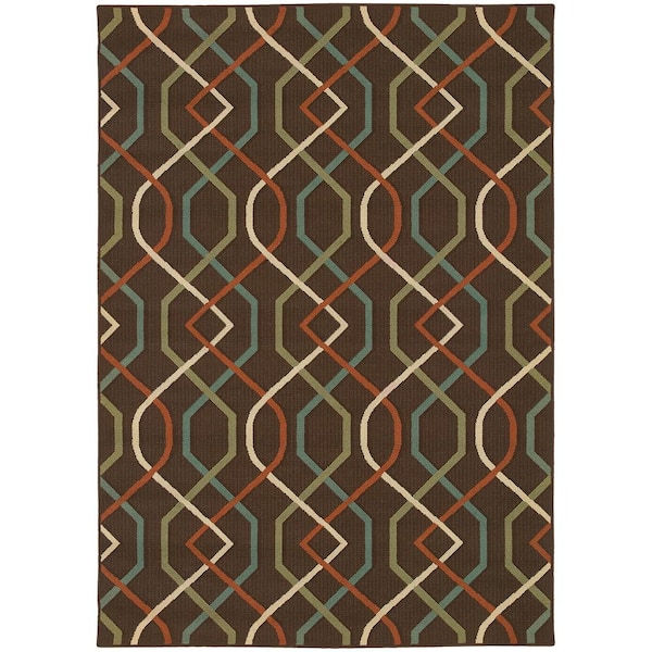 Home Decorators Collection Illusion Brown 7 ft. x 10 ft. Indoor/Outdoor Patio Area Rug