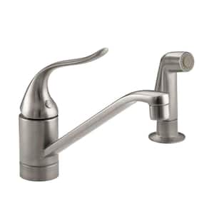 Kohler Coralais Single Handle Pull Out Sprayer Kitchen Faucet With Masterclean Sprayface In