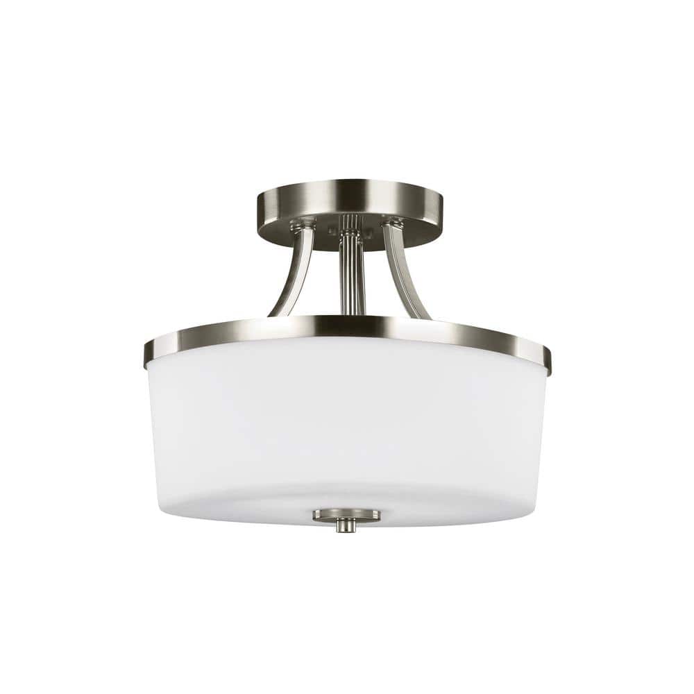 Hettinger 2-Light Brushed Nickel Semi-Flushmount Convertible Pendant with LED Bulbs price history on PriceWatchPro