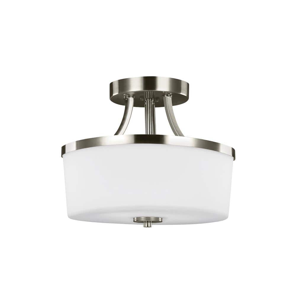 Generation Lighting Hettinger 2-Light Brushed Nickel Semi-Flushmount ...