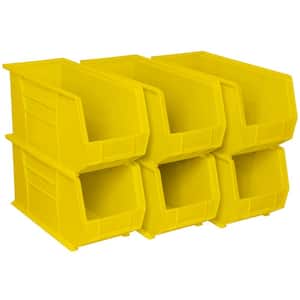 AkroBin 8.1 in. 60 lbs. Storage Tote Bin in Yellow with 3.9 Gal. Storage Capacity (6-Pack)