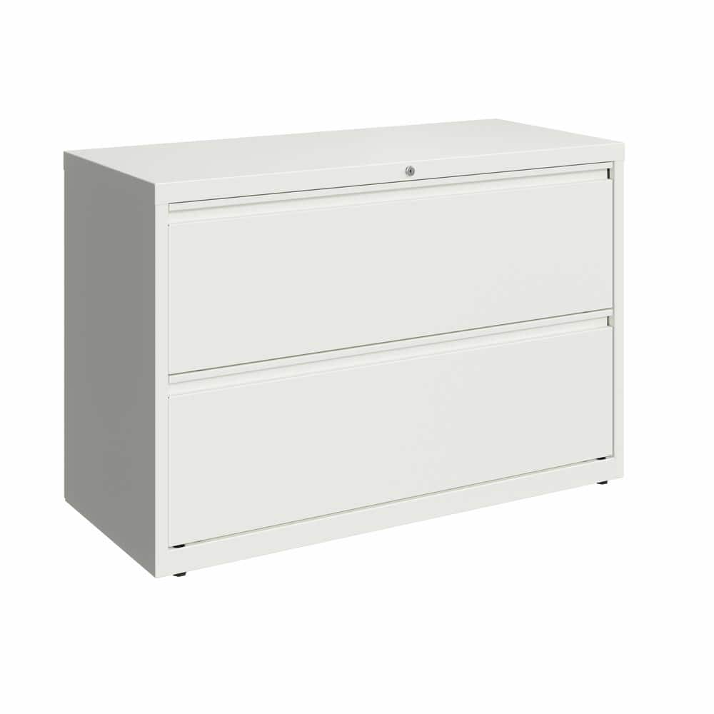 White 42" Wide 2-Drawer Lockable Metal Lateral File Cabinet