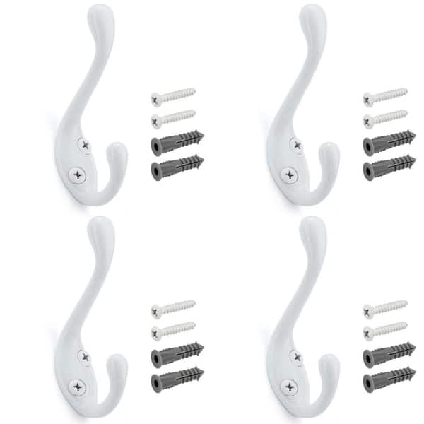 Richelieu Hardware 3-3/8 in. (85 mm) White Utility Wall Mount Hook (4-Pack)