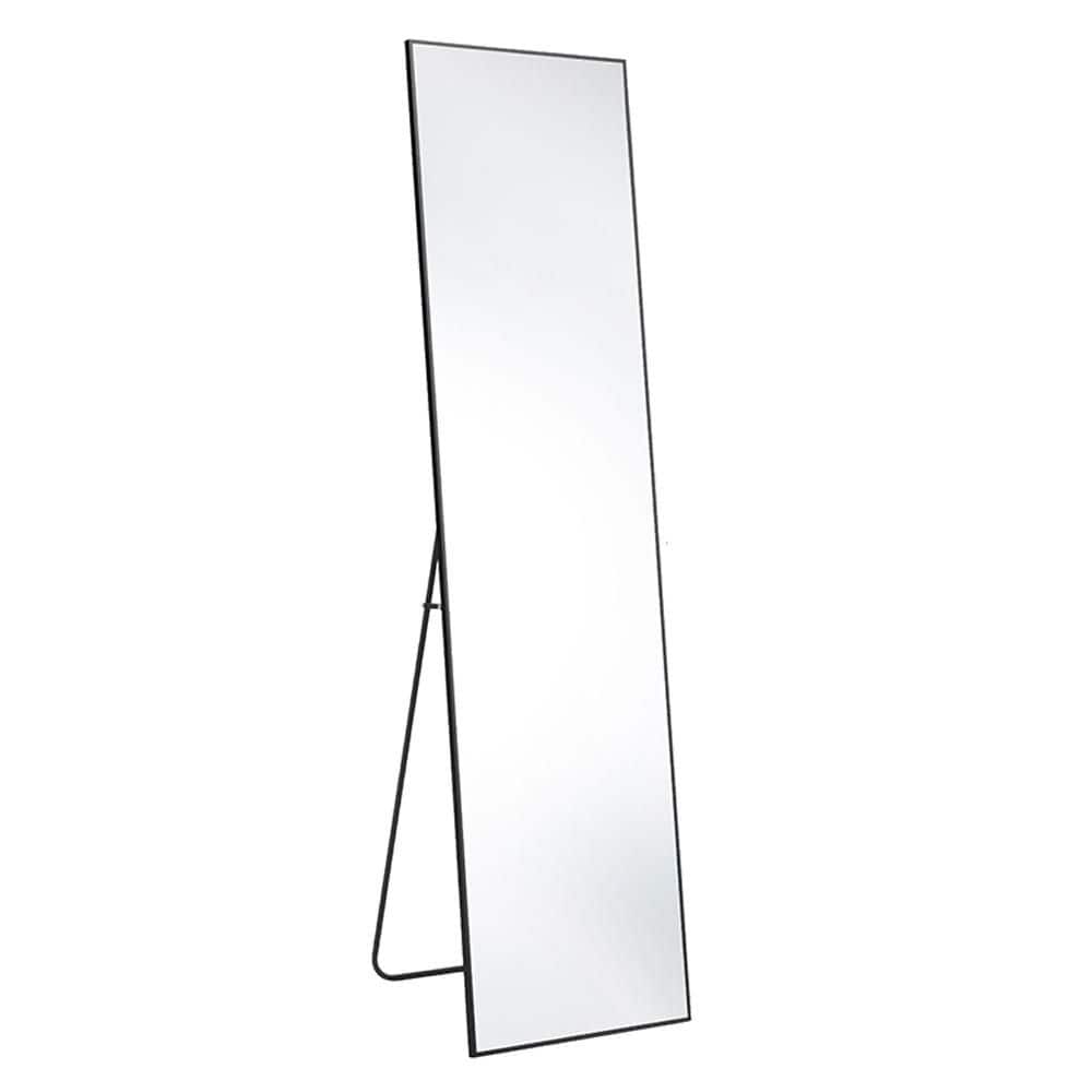 Black 16 in W x 59 in. H Farmhose Rectangle Glass Framed Mirror Wall Mirror
